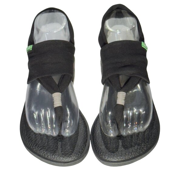 SANUK Womens Black Yoga Sling 2 Sandals Flip Flops Stretchy Fabric Straps Size 6 - Picture 12 of 13